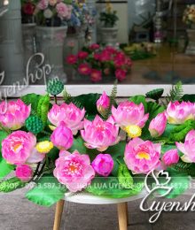 Hoa lụa, hoa giả Uyên shop, Hoa Sen Nghệ Nhân Trang Trí Tượng Bác