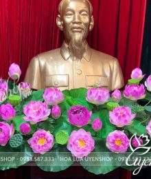 Hoa lụa, hoa giả Uyên shop, Sen Lụa Cao Cấp Trang Trí Tượng Bác
