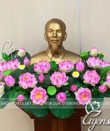 Hoa lụa, hoa giả Uyên shop, Hoa Sen Nghệ Nhân Cao Cấp Trang Trí Tượng Bác