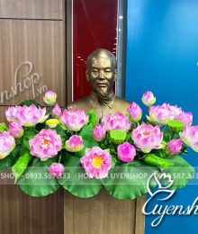 Hoa lụa, hoa giả Uyên shop, Hoa Sen Nghệ Nhân Cao Cấp Trang Trí Tượng Bác