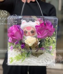 Hoa lụa, hoa giả Uyên shop, Hộp Hoa Lụa “Baby Three”