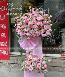 Hoa lụa, hoa giả Uyên shop, Lãng Hoa 2 Tầng, Hoa Chúc Mừng Khai Trương