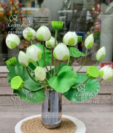 Hoa lụa, hoa giả Uyên shop, Bình Hoa Sen Quan Âm