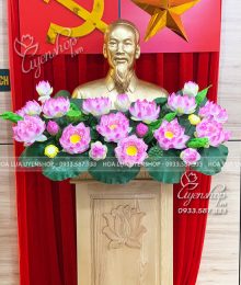 Hoa lụa, hoa giả Uyên shop, Hoa Sen Trang Trí Tượng Bác Hồ