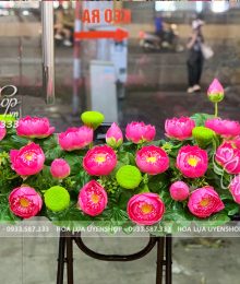 Hoa lụa, hoa giả Uyên shop, Hoa Sen Trang Trí Tượng Bác