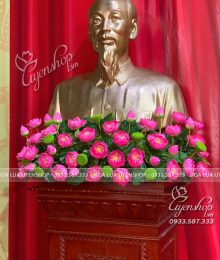 Hoa lụa, hoa giả Uyên shop, Hoa Sen Trang Trí Tượng Bác