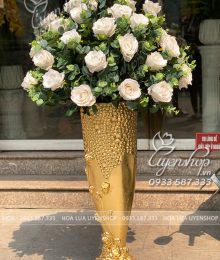 Hoa lụa, hoa giả Uyên shop, Hoa Hồng Trắng Để Đại Sảnh, Sự Kiện