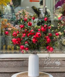 Hoa lụa, hoa giả Uyên shop, Bình Lựu Đỏ Phòng Khách