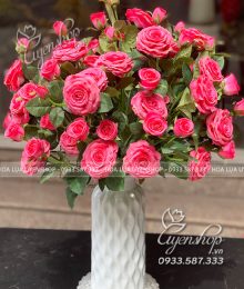 Hoa lụa, hoa giả Uyên shop, Bình Hoa Hồng Trang Trí Phòng Khách