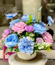 Lọ Hoa Để Bàn Hoa lụa, hoa giả Uyên shop, Lọ Hoa Để Bàn