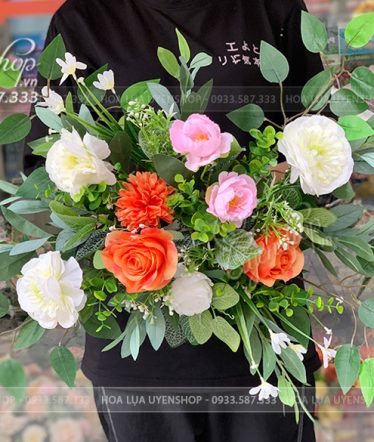 Hoa lụa, hoa giả Uyên shop, Hoa Trang Trí Backdrop Sự Kiện, Tiệc Cưới