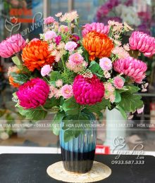 Bình Hoa Mẫu Đơn Trang Trí Phòng Khách Hoa lụa, hoa giả Uyên shop, Bình Hoa Mẫu Đơn Trang Trí Phòng Khách