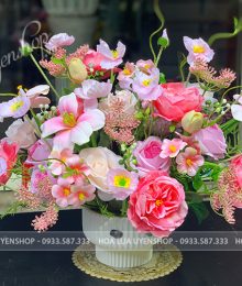 Hoa lụa, hoa giả Uyên shop, Bình Hoa Phong Cách Tự Nhiên