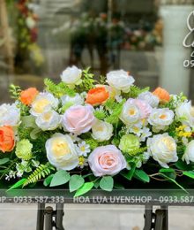 Hoa lụa, hoa giả Uyên shop, Hoa Phòng Họp Trang Nhã