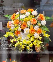 Hoa lụa, hoa giả Uyên shop, Lãng Hoa Nhỏ Tone Cam