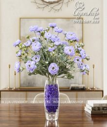 Hoa lụa, hoa giả Uyên shop, Bình Hoa Mao Lương Tím