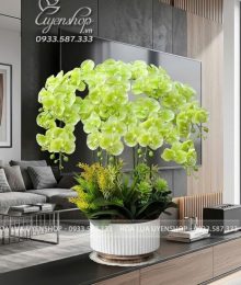 Hoa lụa, hoa giả Uyên shop, Chạu Lan Hồ Điệp Xanh Cốm