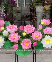 Hoa lụa, hoa giả Uyên shop, Hoa Sen Nghệ Nhân Cao Cấp