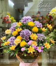 Hoa lụa, hoa giả Uyên shop, Bình Hoa Tú Cầu Trang Trí Phòng Khách