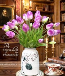 Hoa lụa, hoa giả Uyên shop, Lọ Hoa Tulip Nhỏ