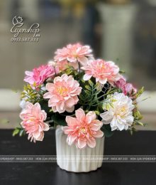 Hoa lụa, hoa giả Uyên shop, Lọ Hoa Nhỏ Để Bàn