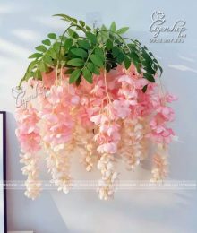 Hoa lụa, hoa giả Uyên shop, Giỏ Hoa Tử Đằng Treo Tường