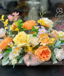 Hoa lụa, hoa giả Uyên shop, Lọ Hoa Nhỏ Để Bàn Quầy Lễ Tân