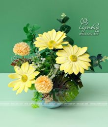 Hoa lụa, hoa giả Uyên shop, Lọ Hoa Nhỏ Để Bàn