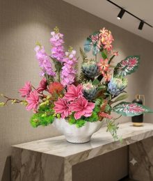 Hoa lụa, hoa giả Uyên shop, BÌNH HOA NGHỆ THUẬT TRANG TRÍ PHÒNG KHÁCH