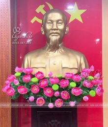 Hoa lụa, hoa giả Uyên shop, Lãng Hoa Sen Trang Trí Tượng Bác