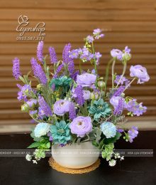 Hoa lụa, hoa giả Uyên shop, Lọ Hoa Nhỏ Để Bàn