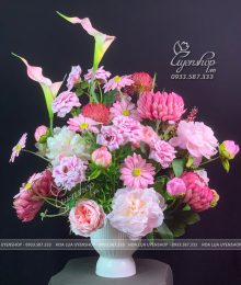 Hoa lụa, hoa giả Uyên shop, Bình Hoa Để Phòng Khách