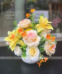 Hoa lụa, hoa giả Uyên shop, Lọ Hoa Nhỏ Để Bàn Giáo Viên