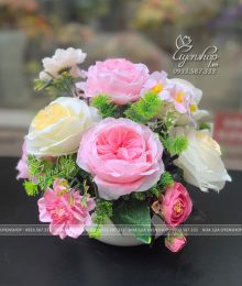 Hoa lụa, hoa giả Uyên shop, Hoa Nhỏ Để Bàn Giáo Viên