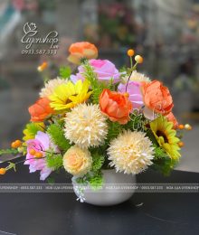 Hoa lụa, hoa giả Uyên shop, Lọ Hoa Lụa Để Bàn Decor Lớp Học