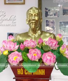Hoa lụa, hoa giả Uyên shop, Hoa Sen Cao Cấp Trang Trí Tượng Bác