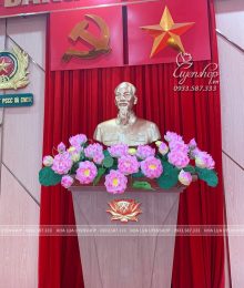 Hoa lụa, hoa giả Uyên shop, Hoa Lụa Cao Cấp Trang Trí Bục Tượng Bác
