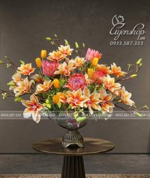 Hoa lụa, hoa giả Uyên shop, Thuyền Hoa Mộc Lan Sang Trọng