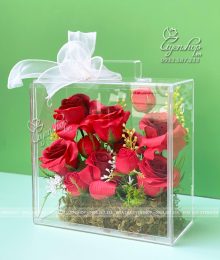 Hoa lụa, hoa giả Uyên shop, Vali Mica Hoa Sáp Cao Cấp