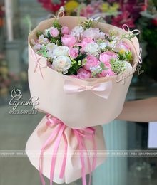 Hoa lụa, hoa giả Uyên shop, Bó Hoa Lụa Form Tròn