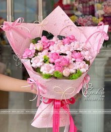 Hoa lụa, hoa giả Uyên shop, Bó Hoa Hồng Sáp