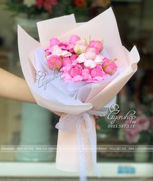 Hoa lụa, hoa giả Uyên shop, Bó Hoa Hồng Tỉ Muội