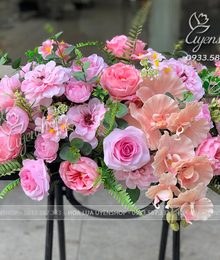 Hoa lụa, hoa giả Uyên shop, Lãng Hoa Để Bàn Quầy Lễ Tân
