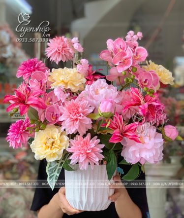 Bình Hoa Mix Tone Hồng Bình Hoa Mix Tone Hồng - Uyên Shop
